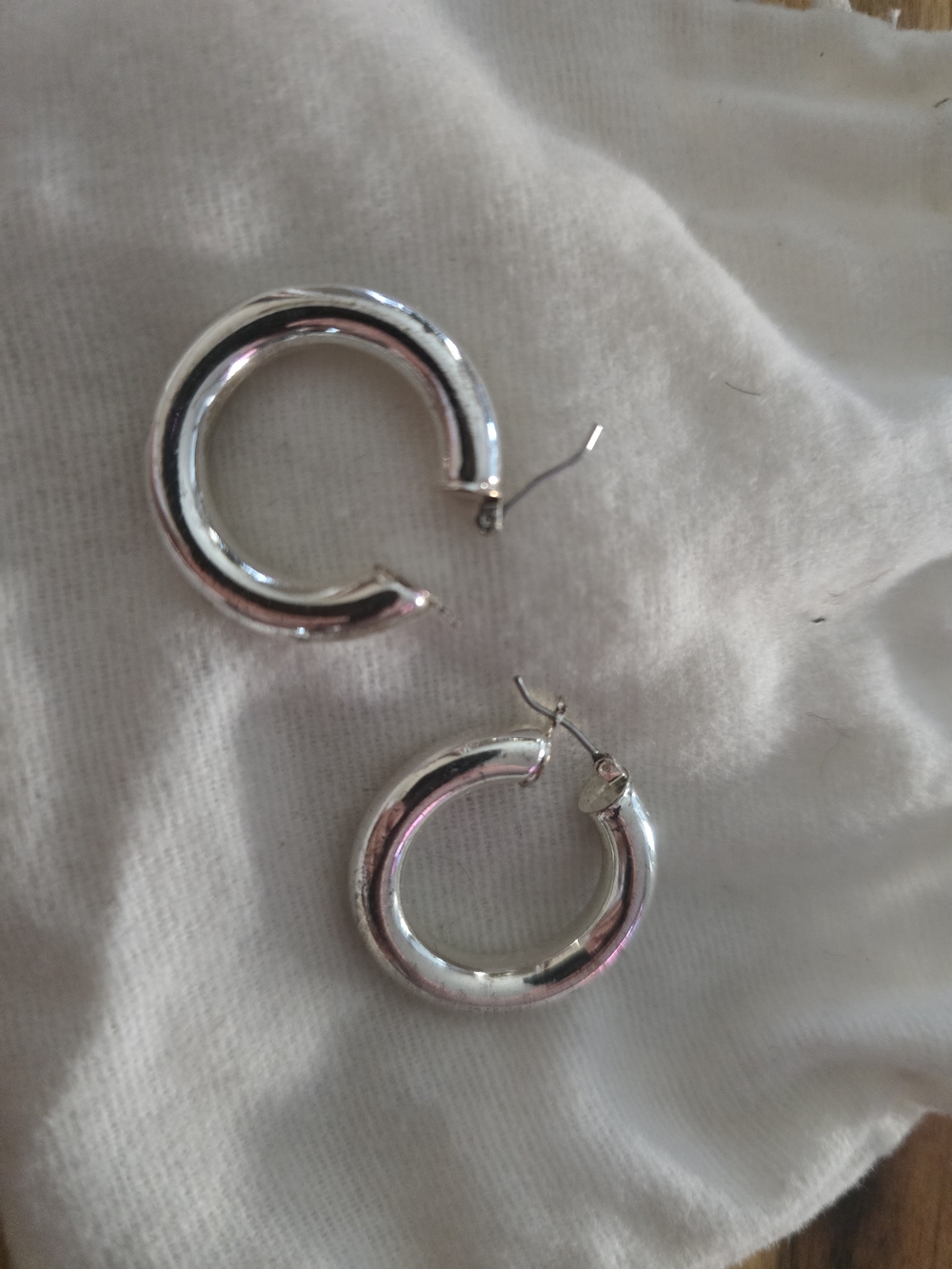 Stanley Polished Silver Chunky Hoop Earrings